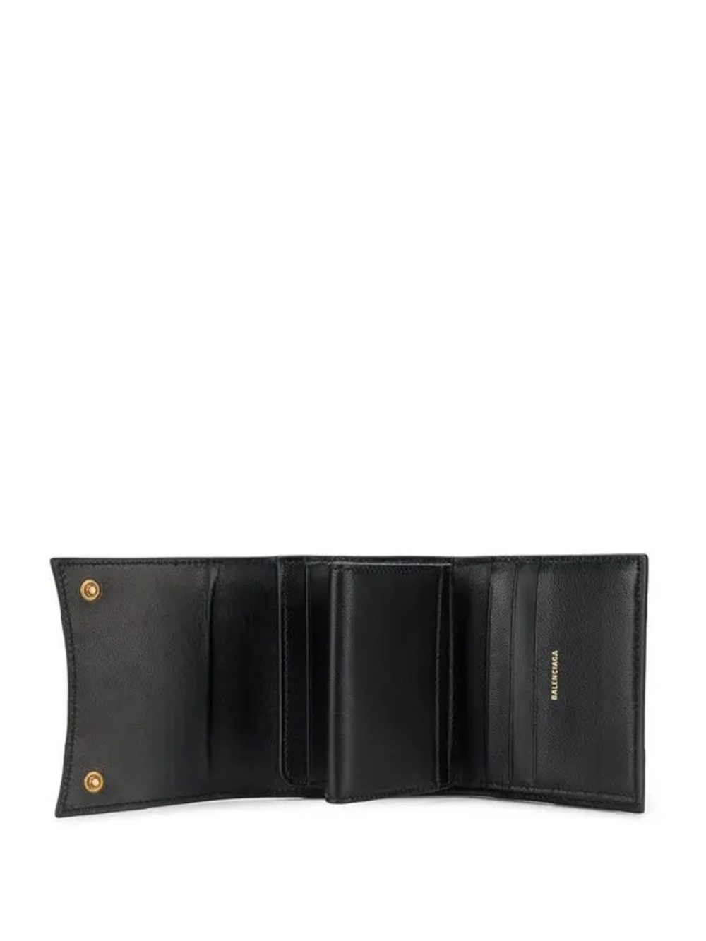 BALENCIAGA Hourglass Mini Wallet in Black Shiny Box Calfskin Leather w/ COA - Picture 12 of 16